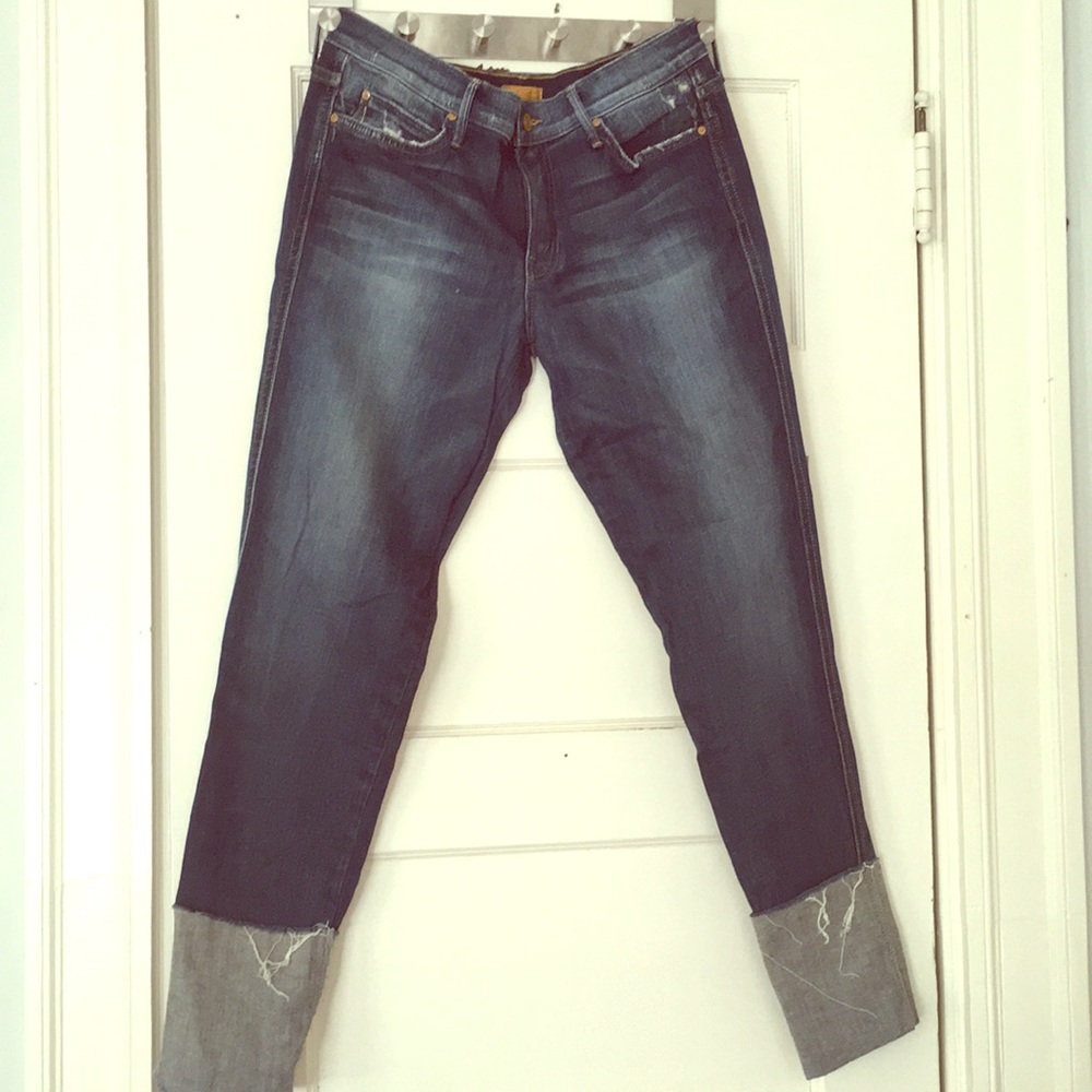 MOTHER the pony boy ankle frayed cuff jeans